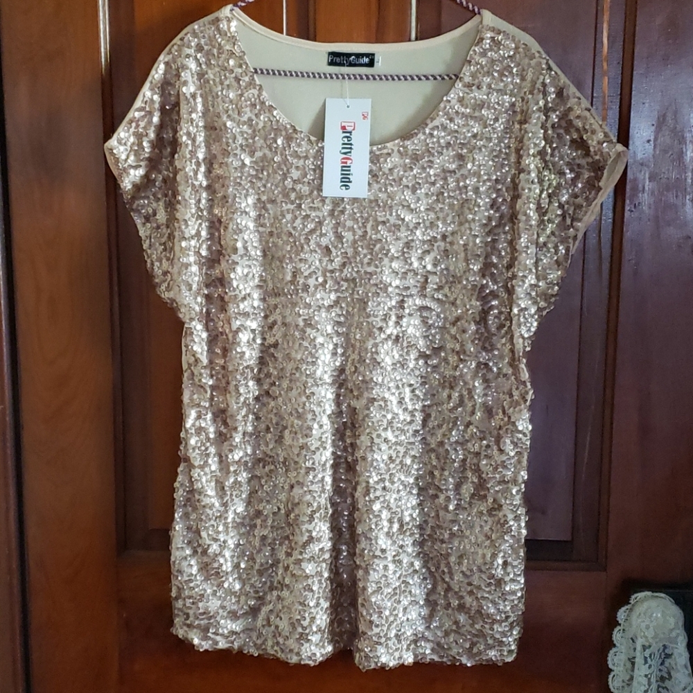 Pretty Guide Sequin Top Blouse Size Large